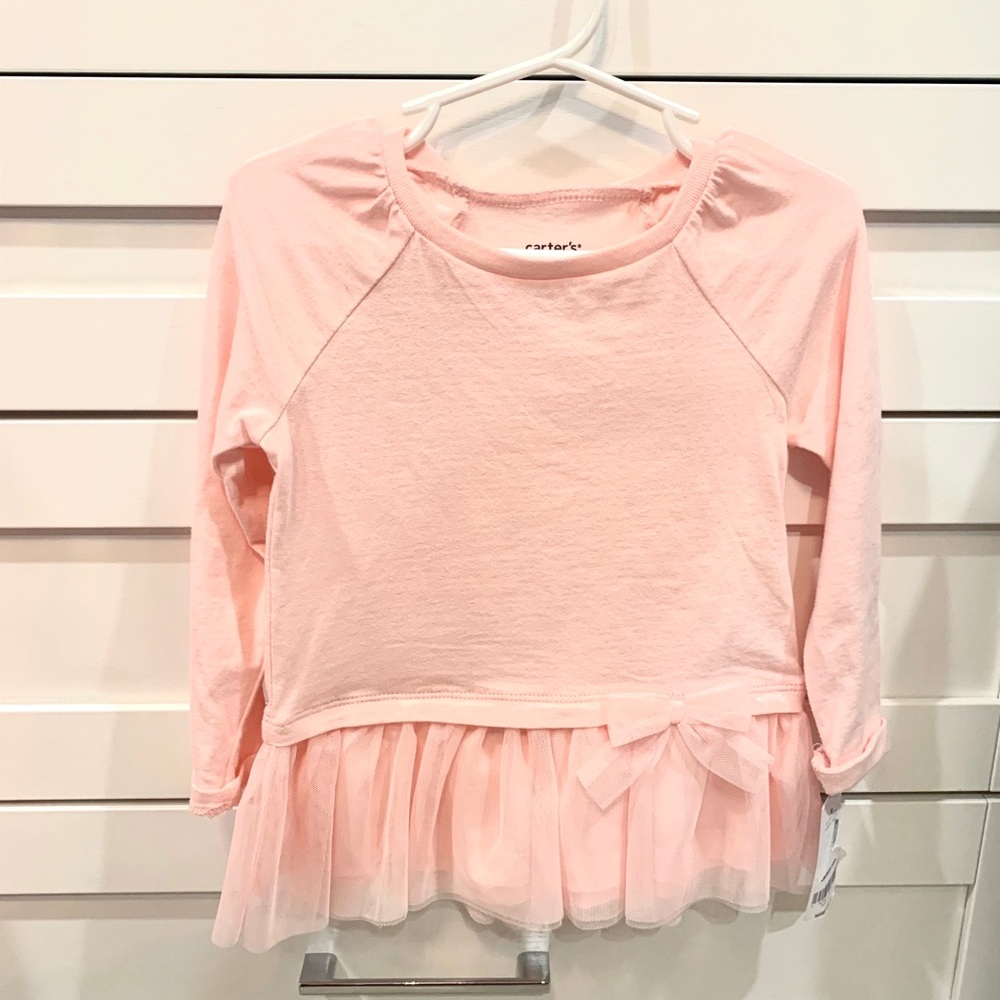 Carters Pink Long Sleeve Top with Ruffle & Bow